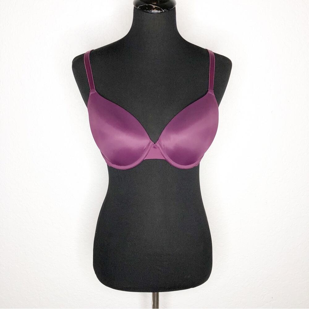 PINK Victoria's Secret purple wear everywhere T-shirt padded underwire bra 34D - Picture 1 of 14